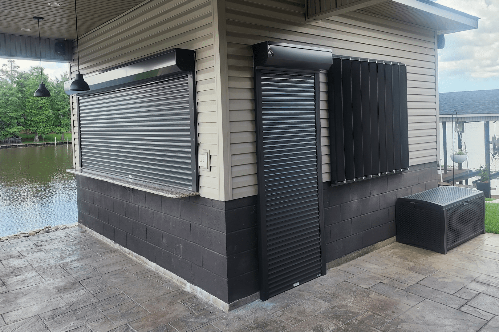 Smart motorized shutters providing shade, privacy, and weather protection, security in Lafayette, Lousiana