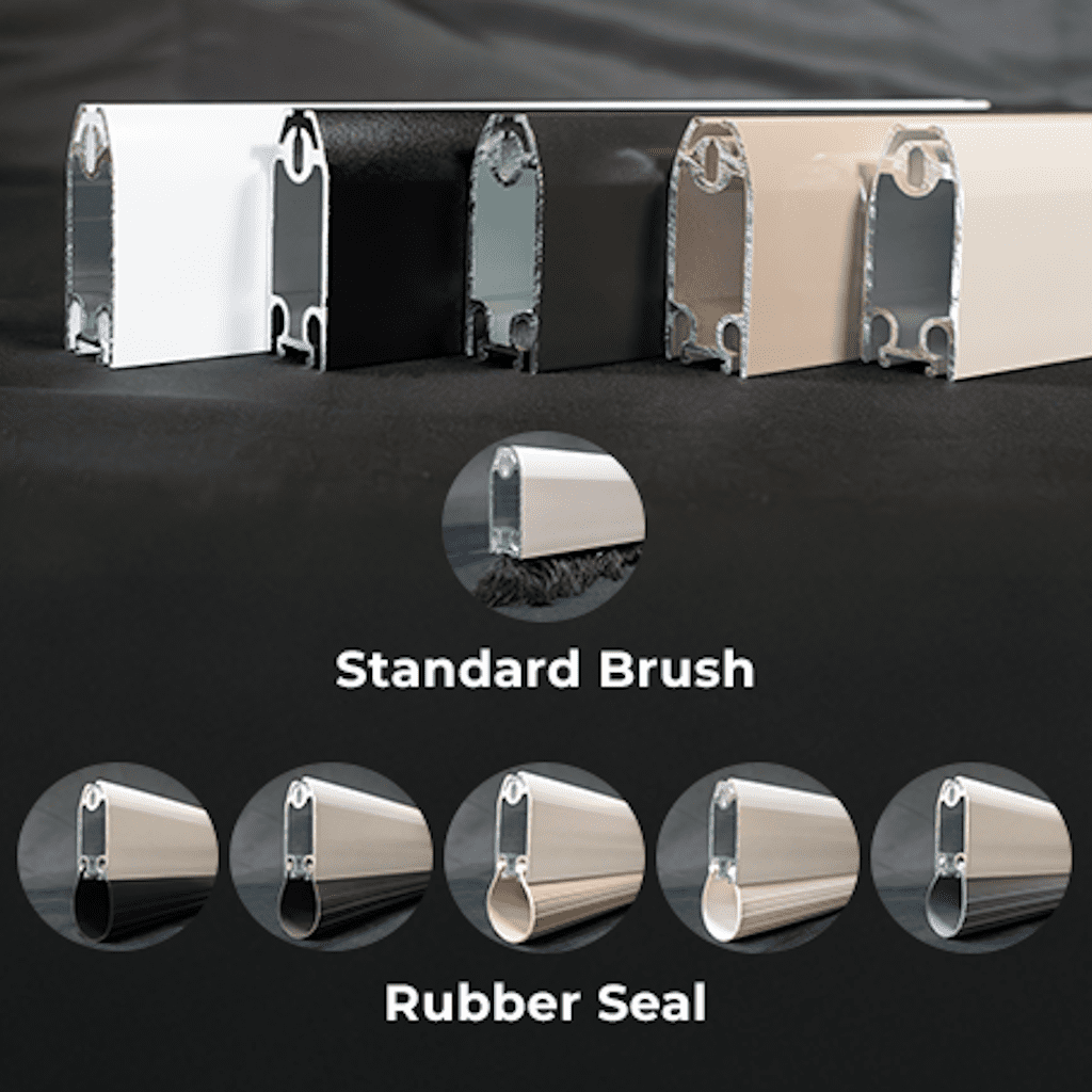 Choose from several bottom bar options, available in various colors, with brush or rubber seals to keep debris out. Our HD 2.5 Bar is 2.5 times heavier and features a 68% reduction in horizontal deflection compared to our Standard Bar.